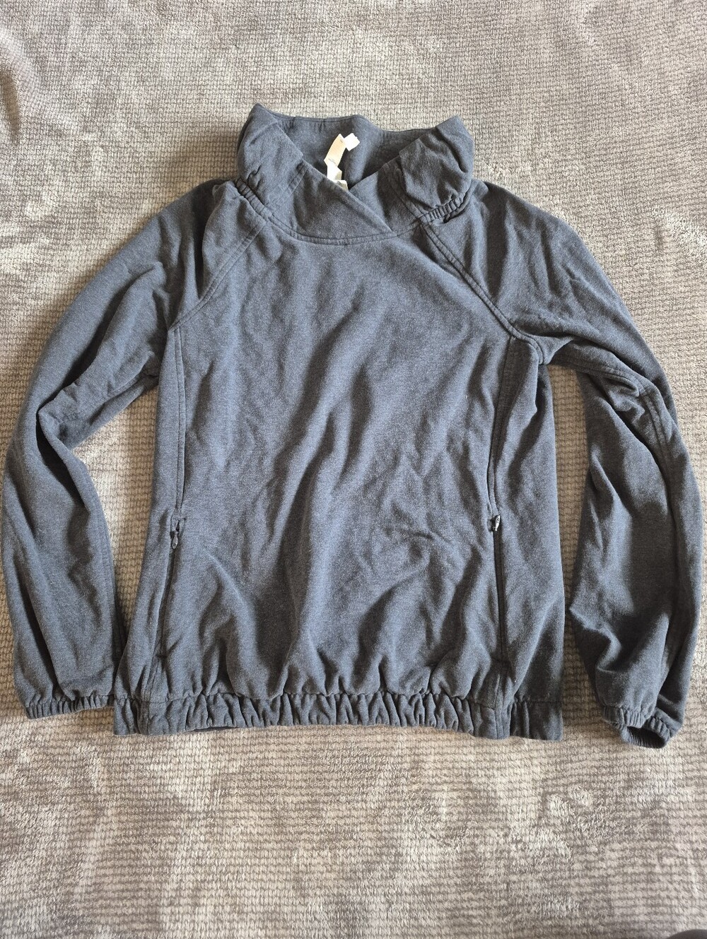 Lululemon Women's After All Pullover Heathered Gray Sweatshirt Zip Pockets Sz 4,